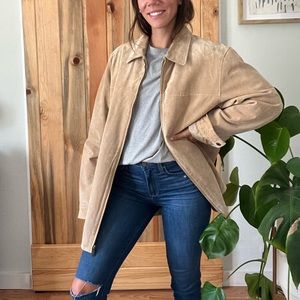 Alfani Suede Leather Jacket in Tan